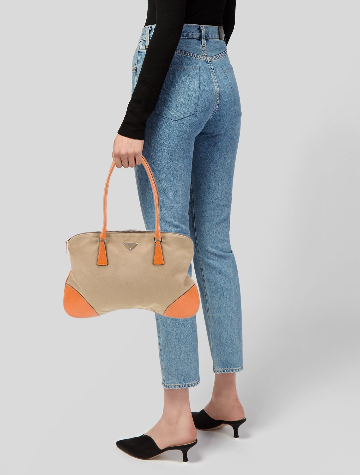 Prada Enameled Metal Triangle Shoulder Bag